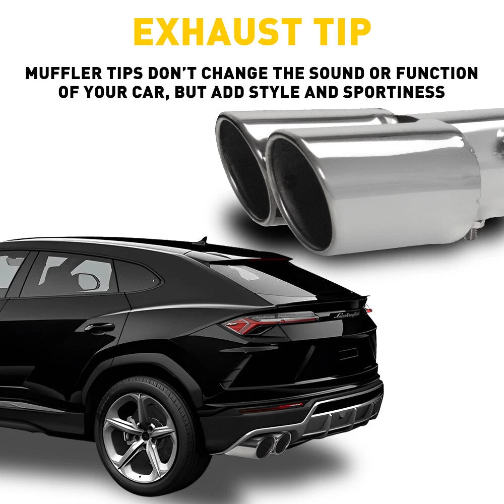 Chrome Car Stainless Steel Exhaust Dual Pipe Tail Throat Tip Muffler Accessories 6B93BC-57