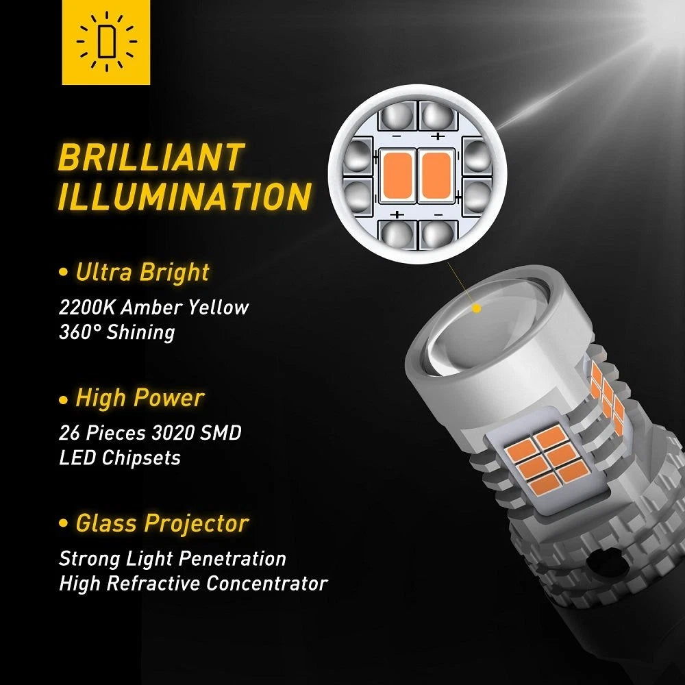2x AUXITO Amber 7443/7440 LED Front Turn Signal Light Bulbs Canbus Error Free EA AUXITO
