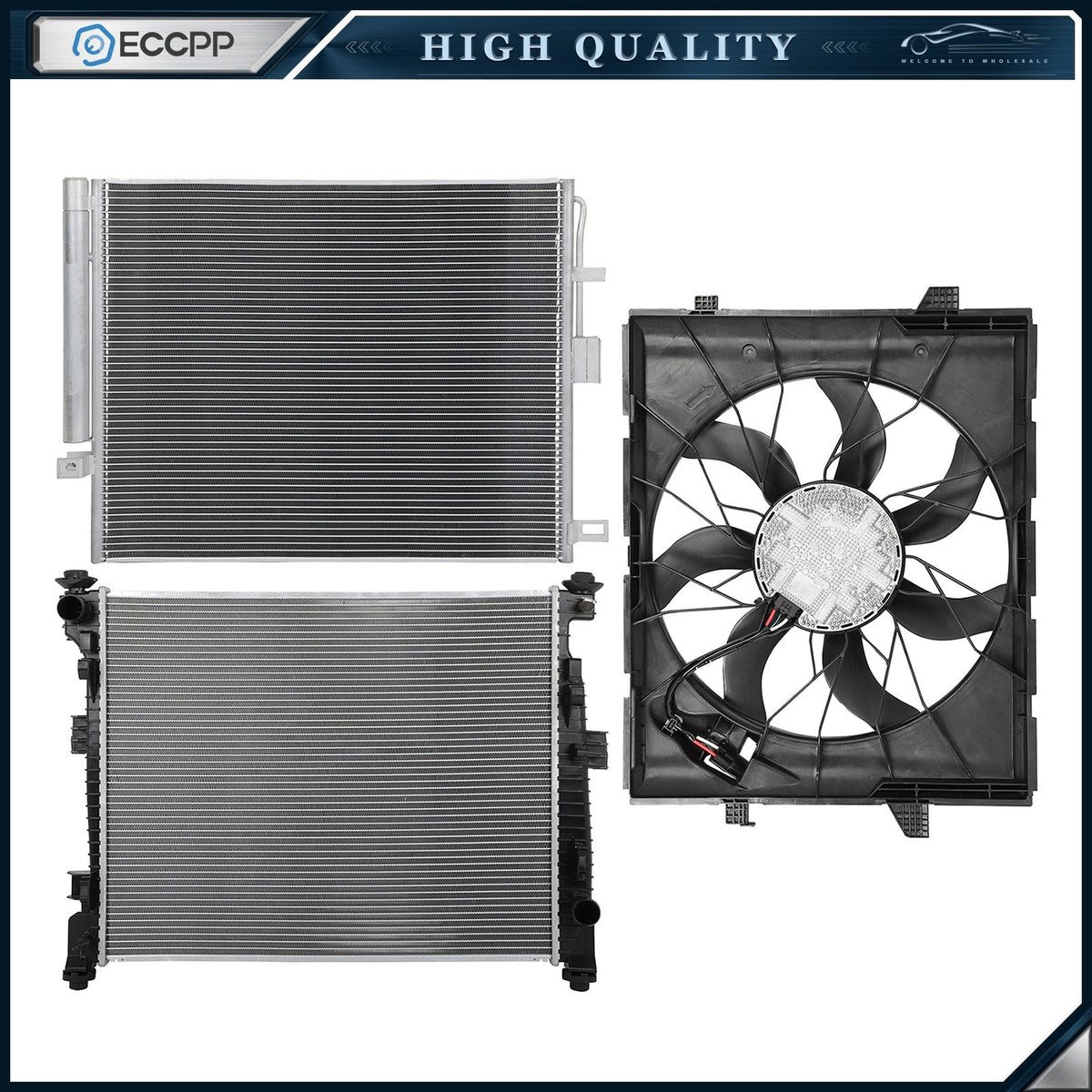 Electric Radiator Condenser Cooling Fan Kit For 2016 2017-2020 Dodge Durango 6B93BC-57