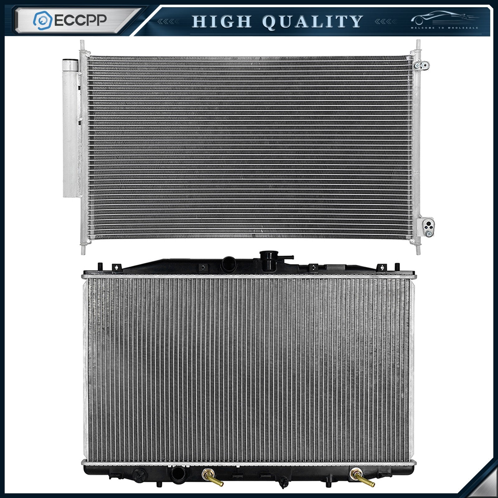 Aluminum Radiator & AC Condenser Cooling Kit For 2004-2005 2007 2008 Acura TSX 6B93BC-57