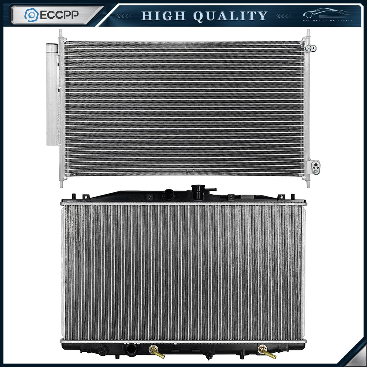 Aluminum Radiator & AC Condenser Cooling Kit For 2004-2005 2007 2008 Acura TSX 6B93BC-57