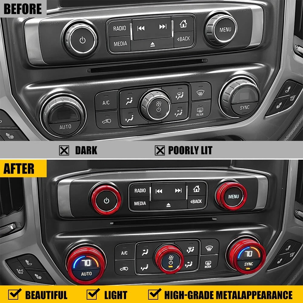 Center Console Control Switch Trim Knob for Chevy Silverado GMC Sierra 2014-2018 6B93BC-57