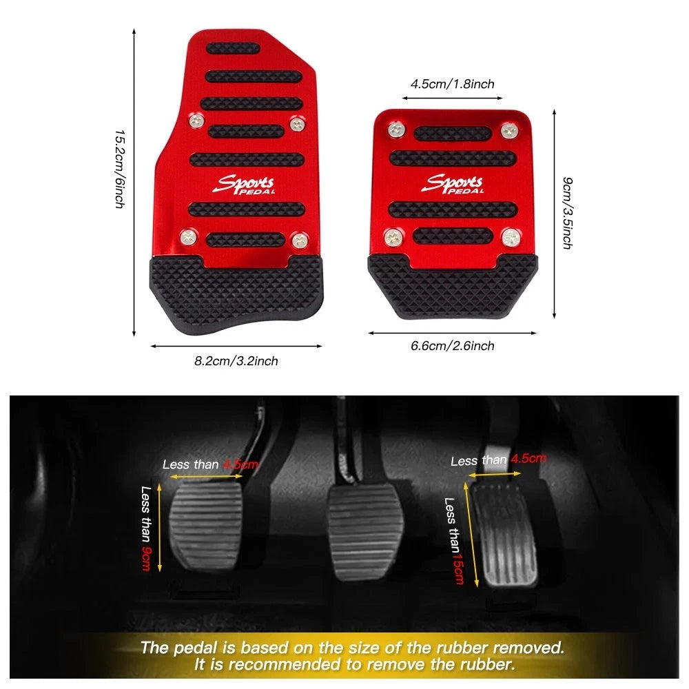 3 Piece Universal Car Non-Slip Manual Gas Brake Foot Pedal Pad Cover Set Red EOA 6B93BC-57