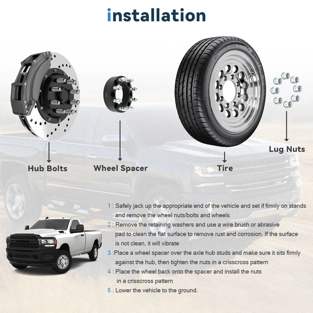 4 Pcs 2" 8x6.5 Wheel Spacers 9/16"x18 For Dodge Ram 2500 3500 Ford F-250 F-350 6B93BC-57