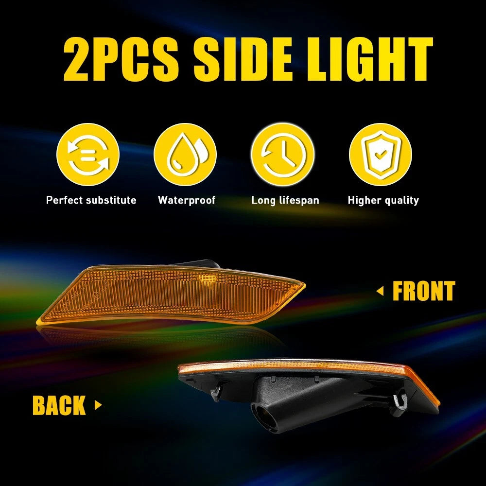For 2013 2014 Cadillac ATS & 2017-2024 XT5 Amber Front Bumper Side Marker Lights 6B93BC-57