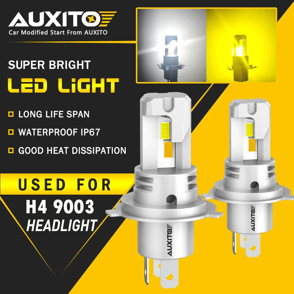 AUXITO H4 LED Headlight Bulbs High Low Beam Super Bright Amber White Lights EOA AUXITO