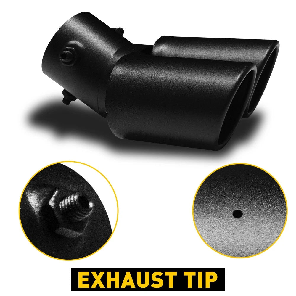 Car Rear Dual Exhaust Rear Pipe Tail Muffler Tip Tailpipe Throat Universal Black 6B93BC-57
