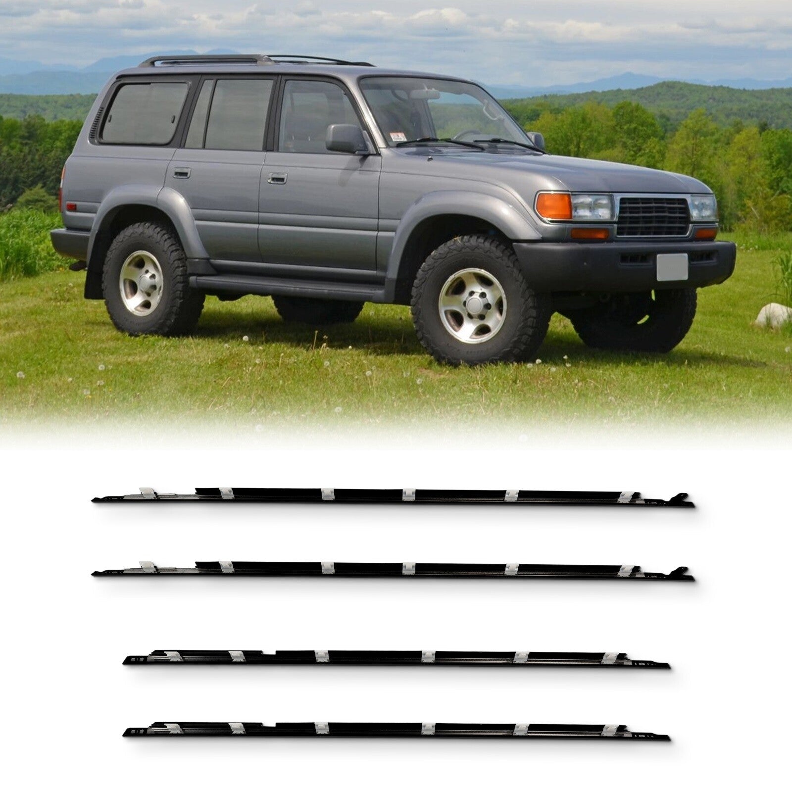 For 1996-1997 Lexus LX450 Front & Rear Door Window Seal Belt Molding 6B93BC-57