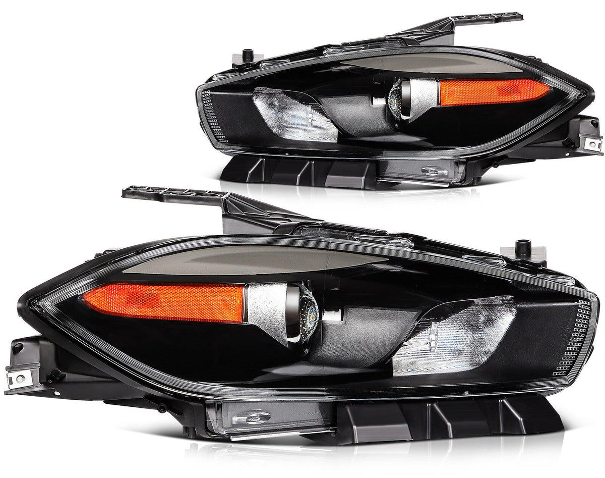 Headlights Assembly Left+Right For 2013-2016 Dodge Dart Black Housing 6B93BC-57