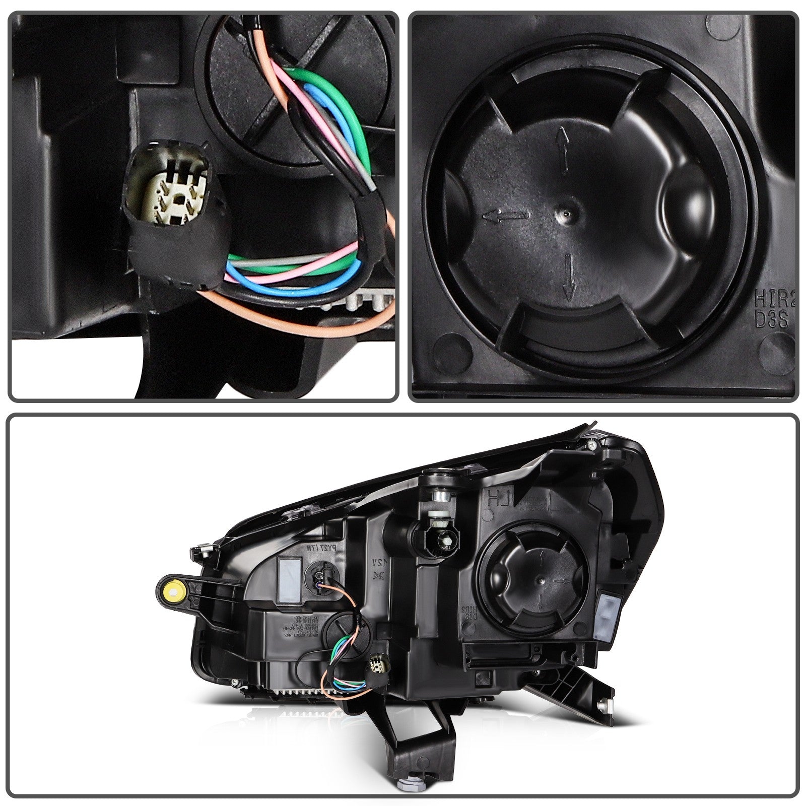 ECCPP LED Headlights Assembly For GMC Acadia 3.6L 2013-2017 Pair Kit Black Amber 6B93BC-57
