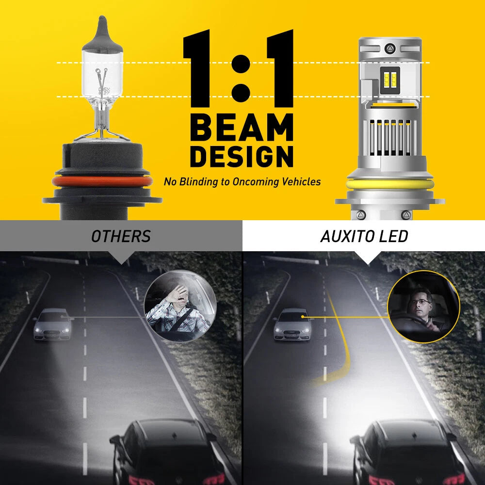 AUXITO 9007 LED High Low Headlight KIT Bulbs 24000LM Brightness Q16 ERROR FREE AUXITO