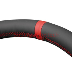 Black &Hole Leather Steering Wheel Red Stitch Wrap Cover For Ford F-150 Raptor