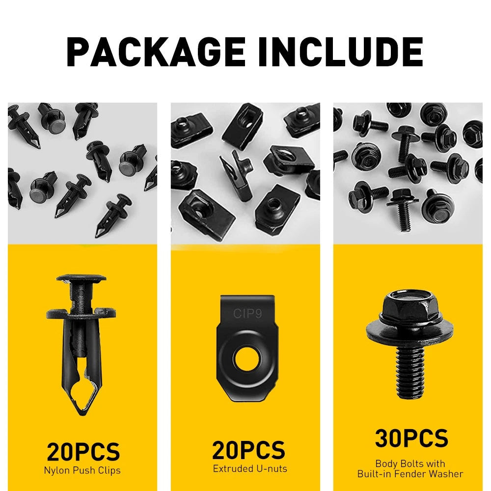 Universal Body & Bolts U-nut Clips M6 Engine Under Cover Splash Shield Guard EOA 6B93BC-57