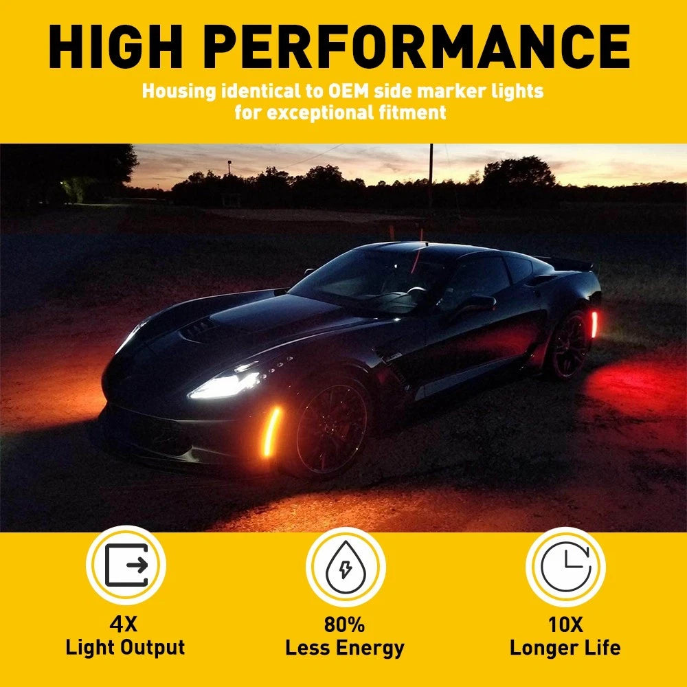 4PC For Chevy Corvette C7 14-19 LED Side Marker Bumper Reflector Lamp Smoked EOA 6B93BC-57