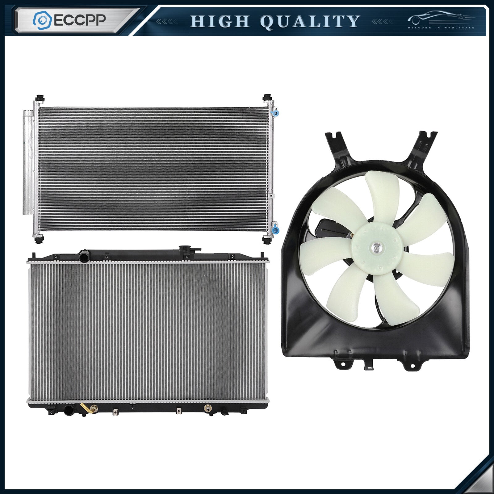 Electric Radiator Condenser Cooling Fan Kit For 2005 2006-2010 Honda Odyssey 6B93BC-57