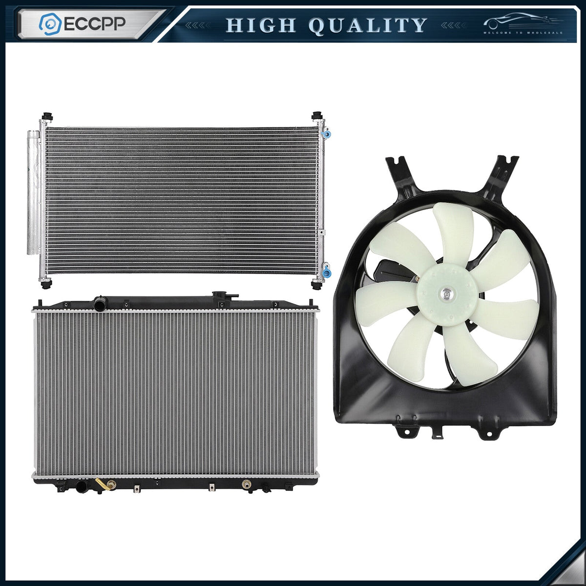 Electric Radiator Condenser Cooling Fan Kit For 2005 2006-2010 Honda Odyssey 6B93BC-57
