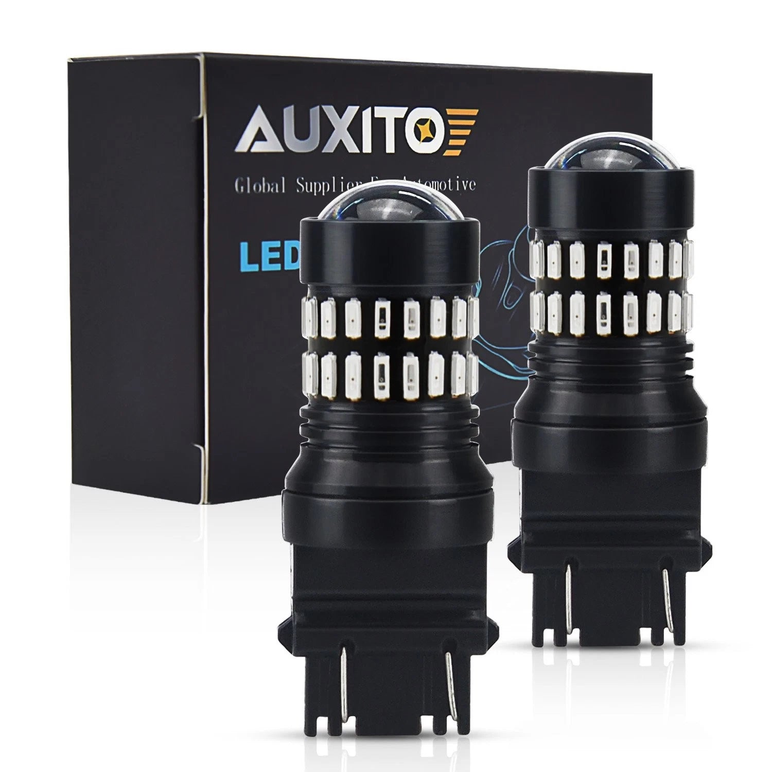 2X AUXITO 3157 3057 3156 Red LED Tail Brake Stop Parking Bulbs Light 48H EOA AUXITO