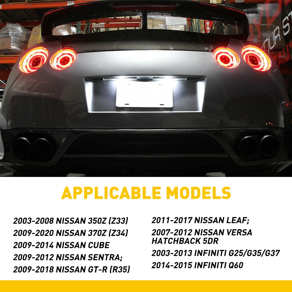 For 03-15 GTR 370Z 350Z G35 G37 Q60 Q40 2X 18-LED License Plate Tag Lights EOA 6B93BC-57