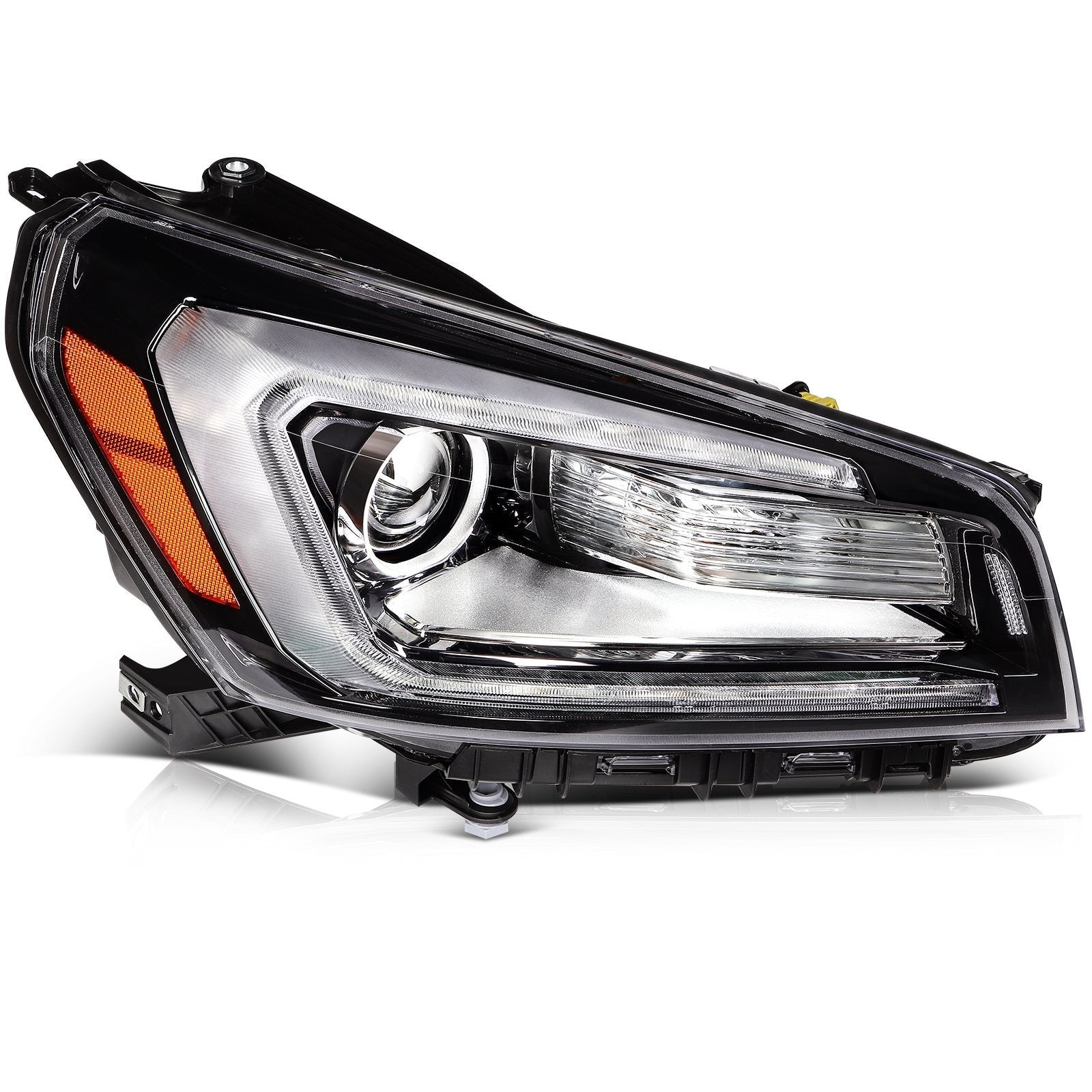 Pair Kit LED Headlights Assembly For 2013-2017 GMC Acadia 3.6L Black Amber 6B93BC-57