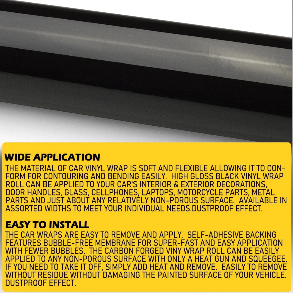 59inch High Quality Gloss Black Vinyl Wrap Sticker Car Film Decal Bubble Free EA 6B93BC-57