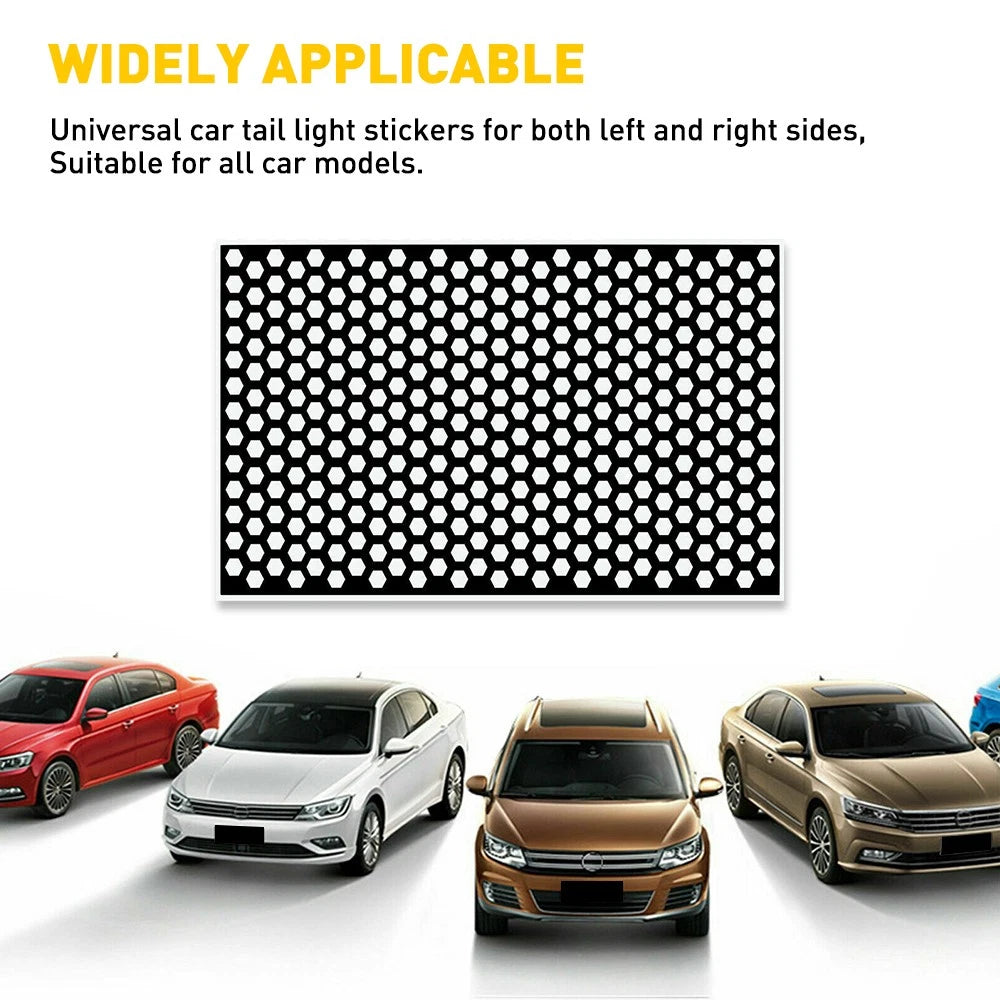 2* Black Honeycomb Sticker Car Rear Tail Light Cover Tail-lamp Decal Auto Parts 6B93BC-57