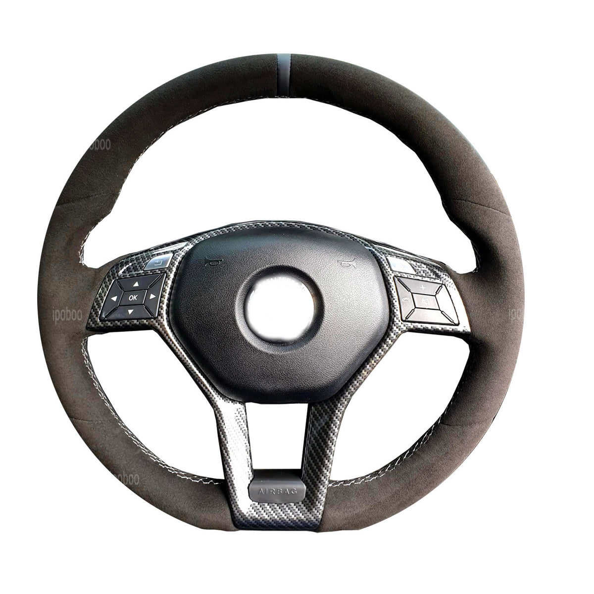 Steering Wheel Wrap For Mercedes Benz E-Class W212 2012-2015 Black Suede Cover