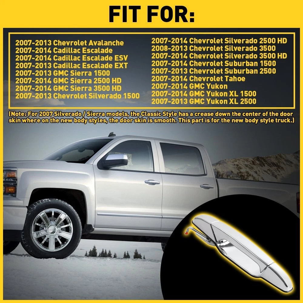 Rear Driver Left Door For Handle 07-13 Escalade Silverado GMC Cadillac Chrome US 6B93BC-57