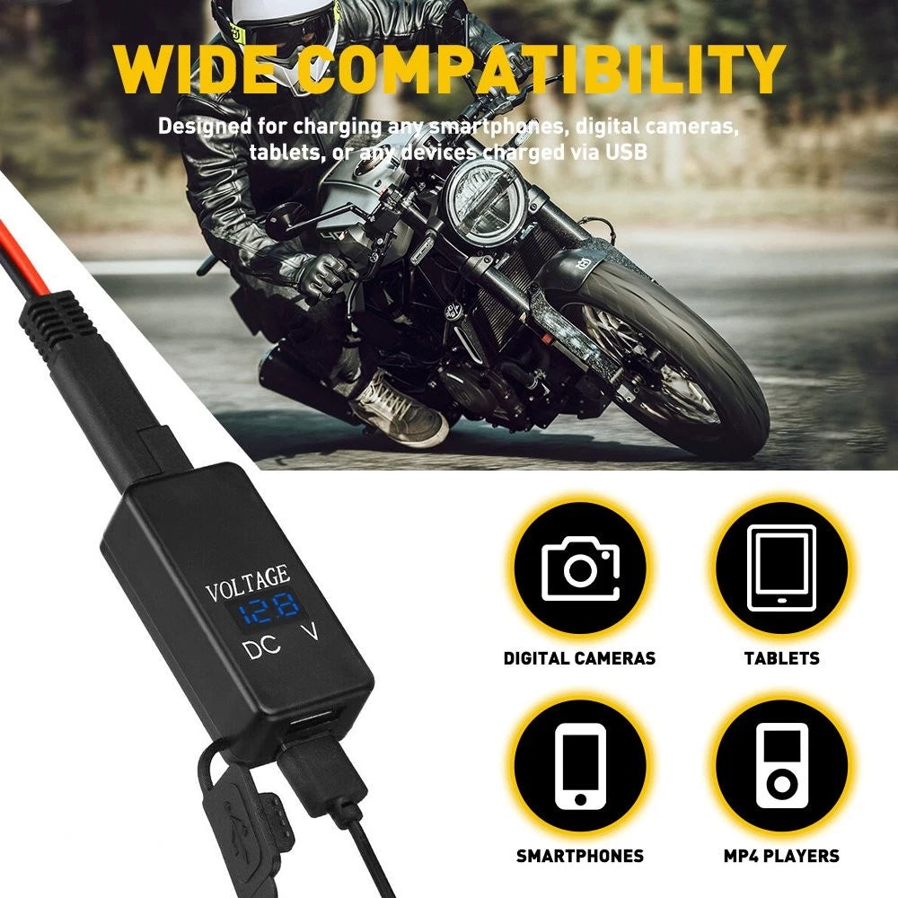 Motorcycle USB Charger Waterproof SAE to USB Cable Adapter Phone GPS Tablets EOA 6B93BC-57
