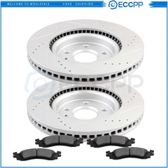 Front Brake Rotors Metallic Pads For 2010 2011 2012 Ford Taurus Drilled,Slotted 6B93BC-57