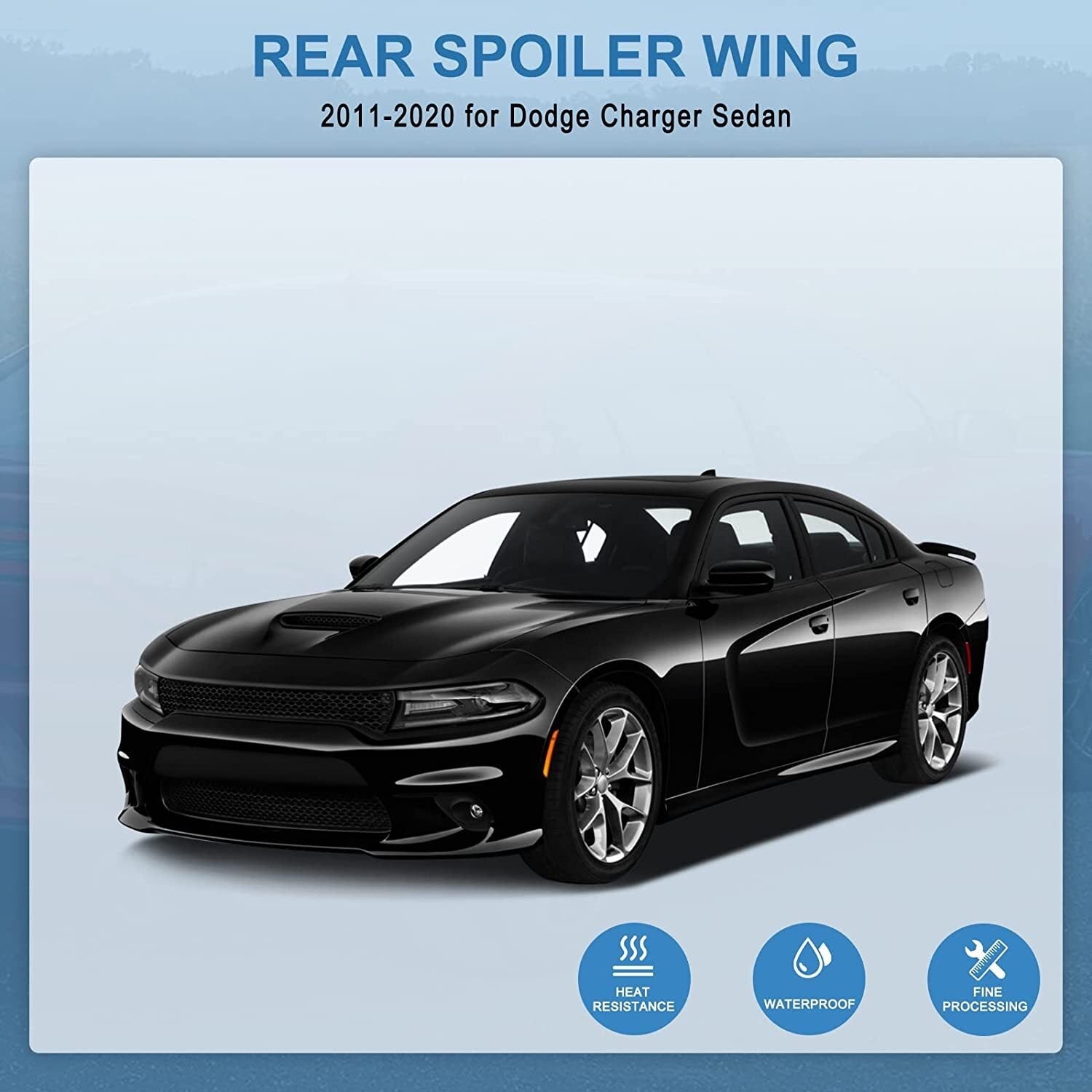 For 2011-2023 Dodge Charger Hellcat Style ABS Rear Wing Spoiler Matte Black 6B93BC-57