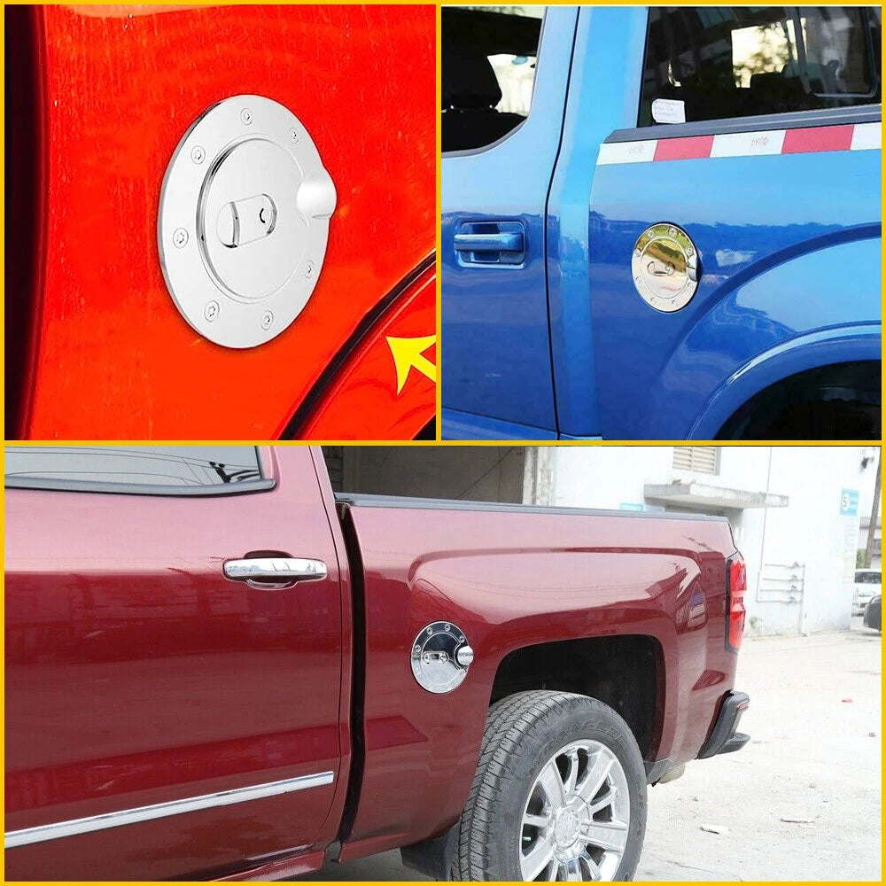 FOR 2007-2013 CHEVY SILVERADO 1500 2500 3500 HD Chrome Fuel Tank Gas Door COVER 6B93BC-57