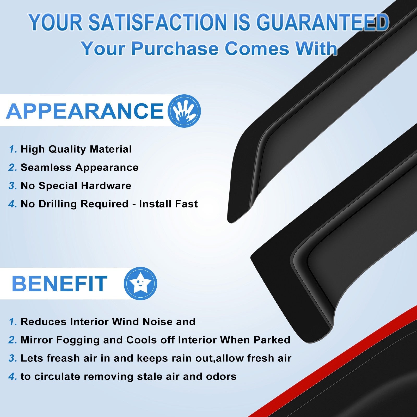 For 2004-2008 Ford F150 Crew Cab Window Visor Vent Guards Shades Deflectors 6B93BC-57