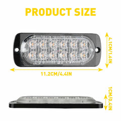 4PCS 12LED Amber Truck Flashing Car Beacon Warning Hazard Strobe Flash Light Bar 6B93BC-57