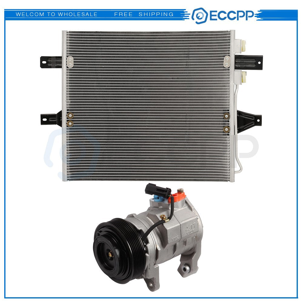 AC Condenser & AC Compressor Cooling Kit For 2004-2007 Dodge Ram 2500 Ram 3500 6B93BC-57