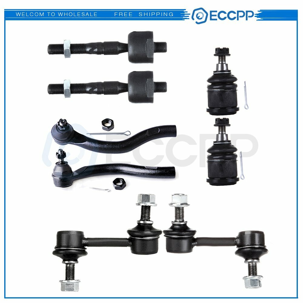 8pcs For 03-07 Honda Accord 3.0L Inner Outer Tie Rods Sway Bar Links Ball Joint