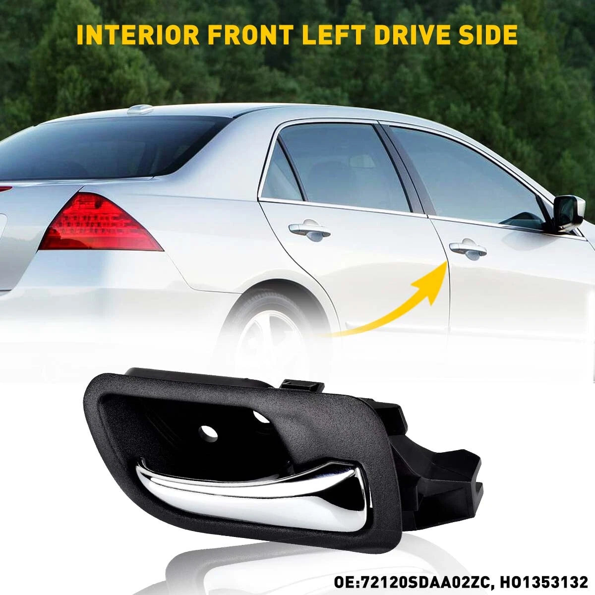 Black Interior Door Handle For 2003-2007 Honda Front Accord Passenger Plastic EA 6B93BC-57