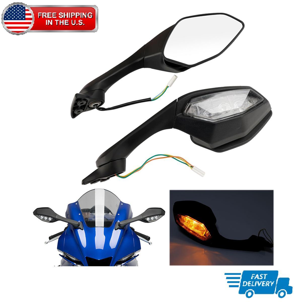 For Yamaha YZF R1M 2016-2024 YZF R1S 2016-2018 Rear View Mirrors LED Turn Signal