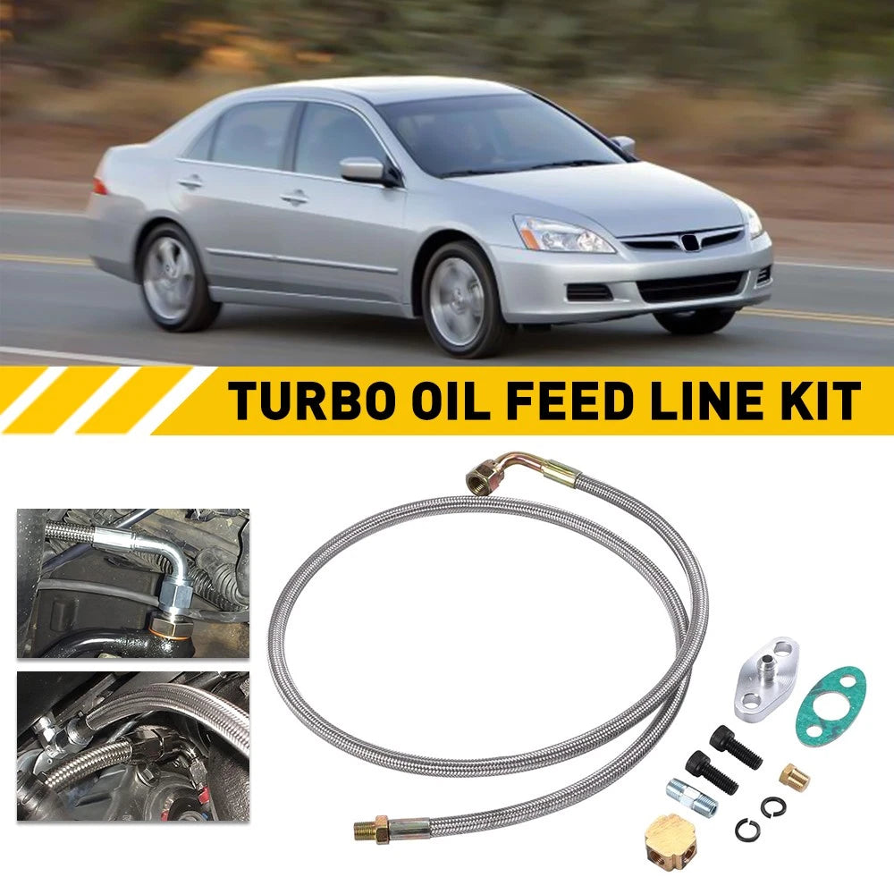 51" Length Hose 4AN Turbo Oil Feed Line Aluminum Alloy 90 Degree Straight 1/8NPT 6B93BC-57