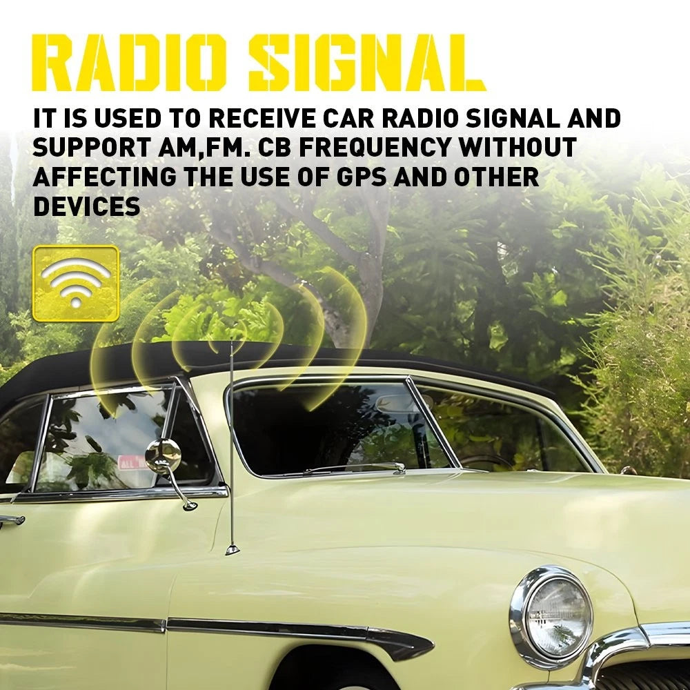 Car Vintage Style 3 Section Flexible AM/FM Radio Antenna Support Round Base EOA 6B93BC-57