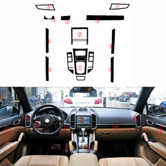 Interior Center Console Carbon Fiber Molding Sticker Decals For Porsche Cayenne
