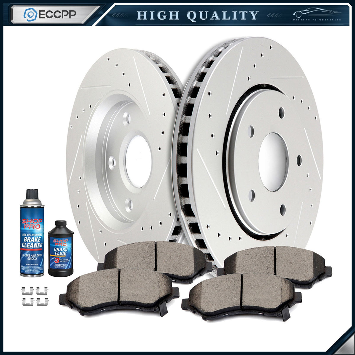 Front Brake Rotor And Ceramic Pads For Chrysler Town & Country Volkswagen Routan