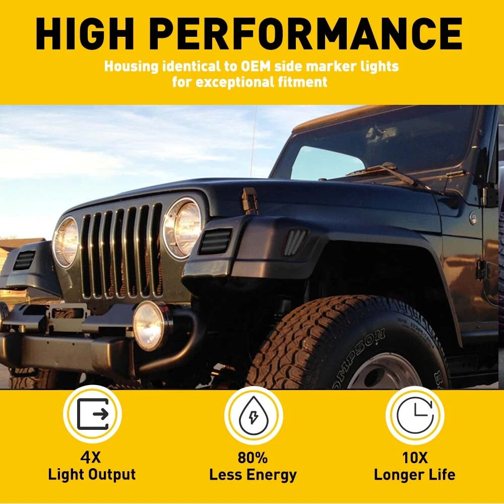 4x Smoke Bumper Signal Side Fender Marker Lights For Jeep 1997-2006 Wrangler TJ 6B93BC-57