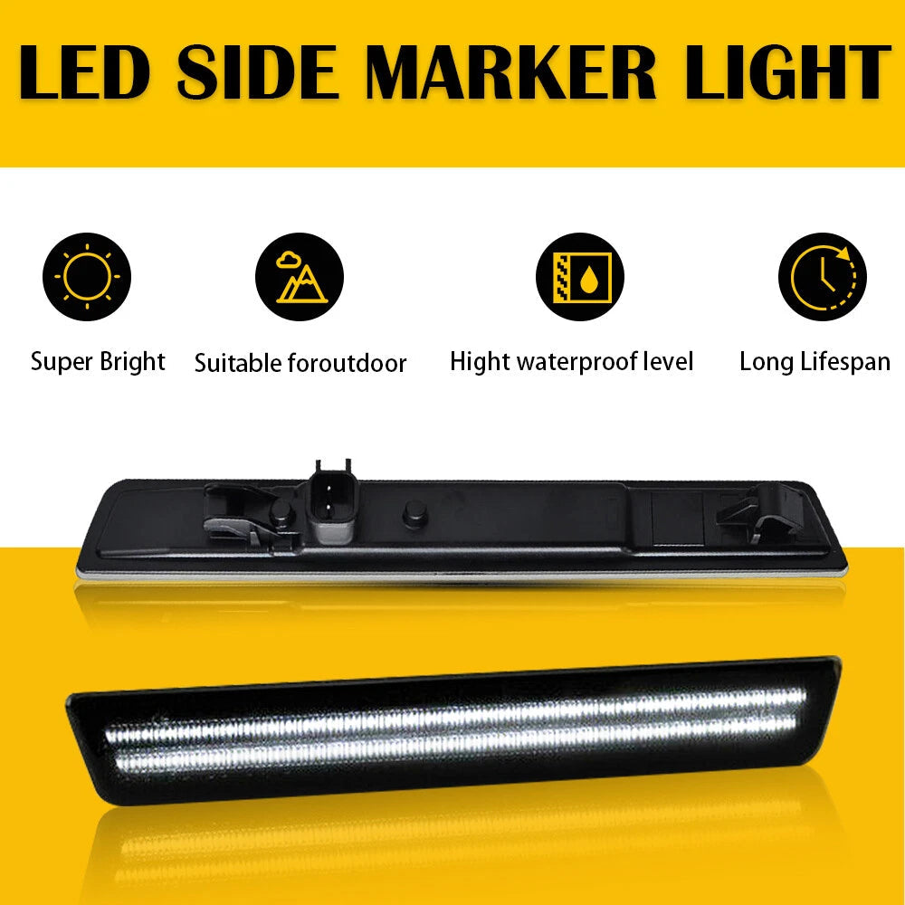Front Rear Bumper Side Marker Lights For 2015-2022 Dodge Challenger Smoked EOA 6B93BC-57
