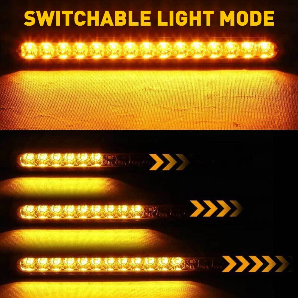 2X LED Amber Strip Truck Trailer Stop Tail Flowing Turn Signal Brake Light Bar 6B93BC-57