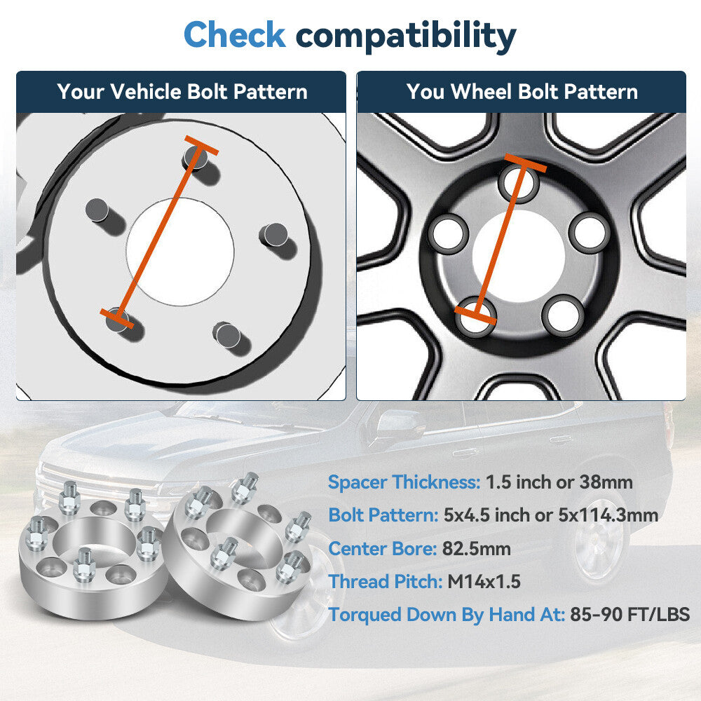 4 Pcs 1.5" 5x4.5 5x114.3 Wheel Spacers For Chrysler 300 Dodge Charger Challenger 6B93BC-57