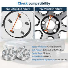 4 Pcs 1.5" 5x4.5 5x114.3 Wheel Spacers For Chrysler 300 Dodge Charger Challenger 6B93BC-57