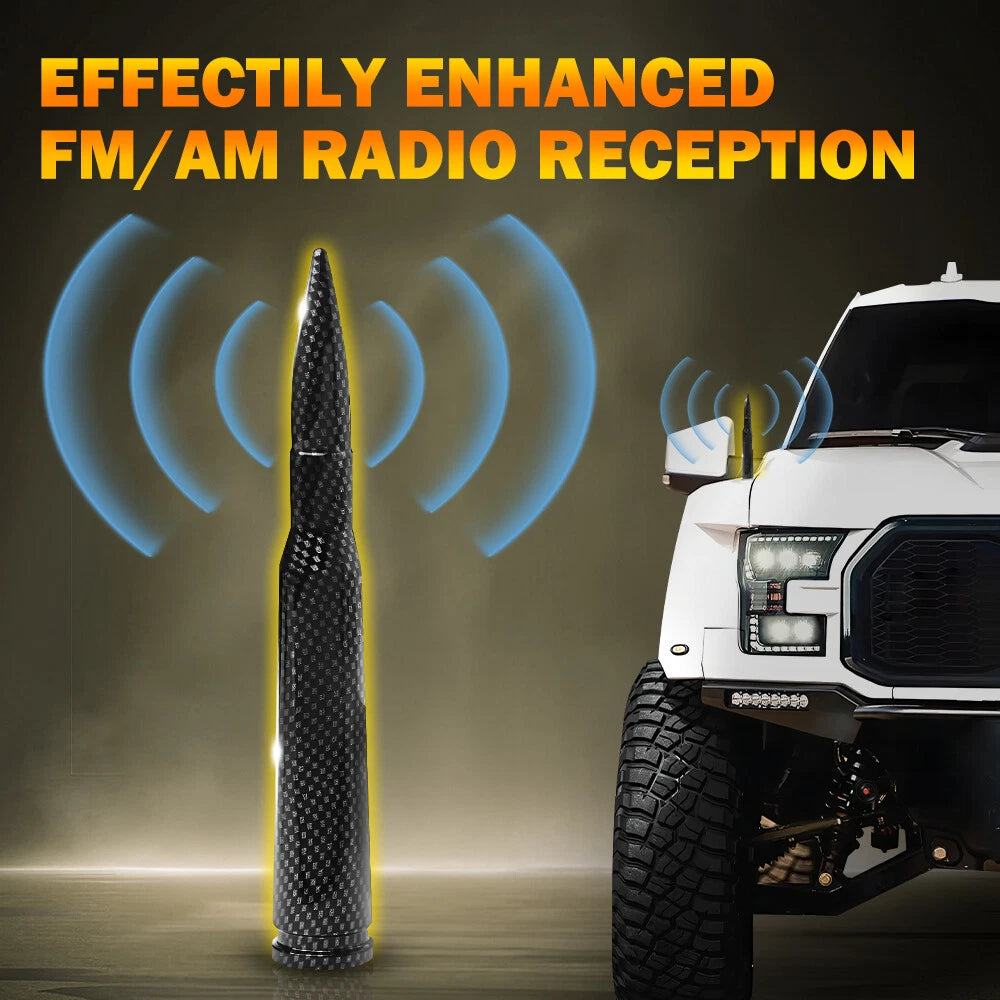 Carbon Fiber Bullet Antenna 50 Cal For Chevy Silverado 1500/2500/3500/GMC Sierra 6B93BC-57