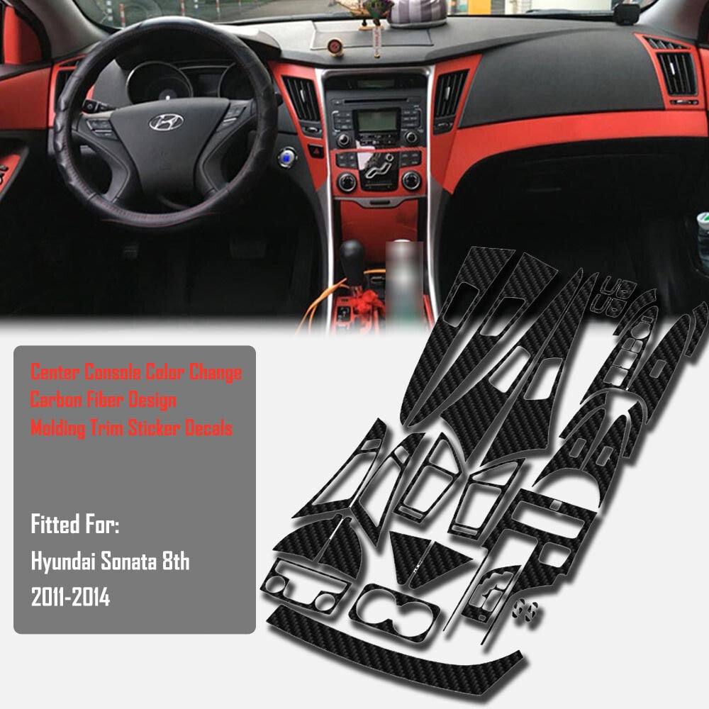 Interior Center Console Carbon Fiber Molding Sticker Decals For Hyundai Sonata 8