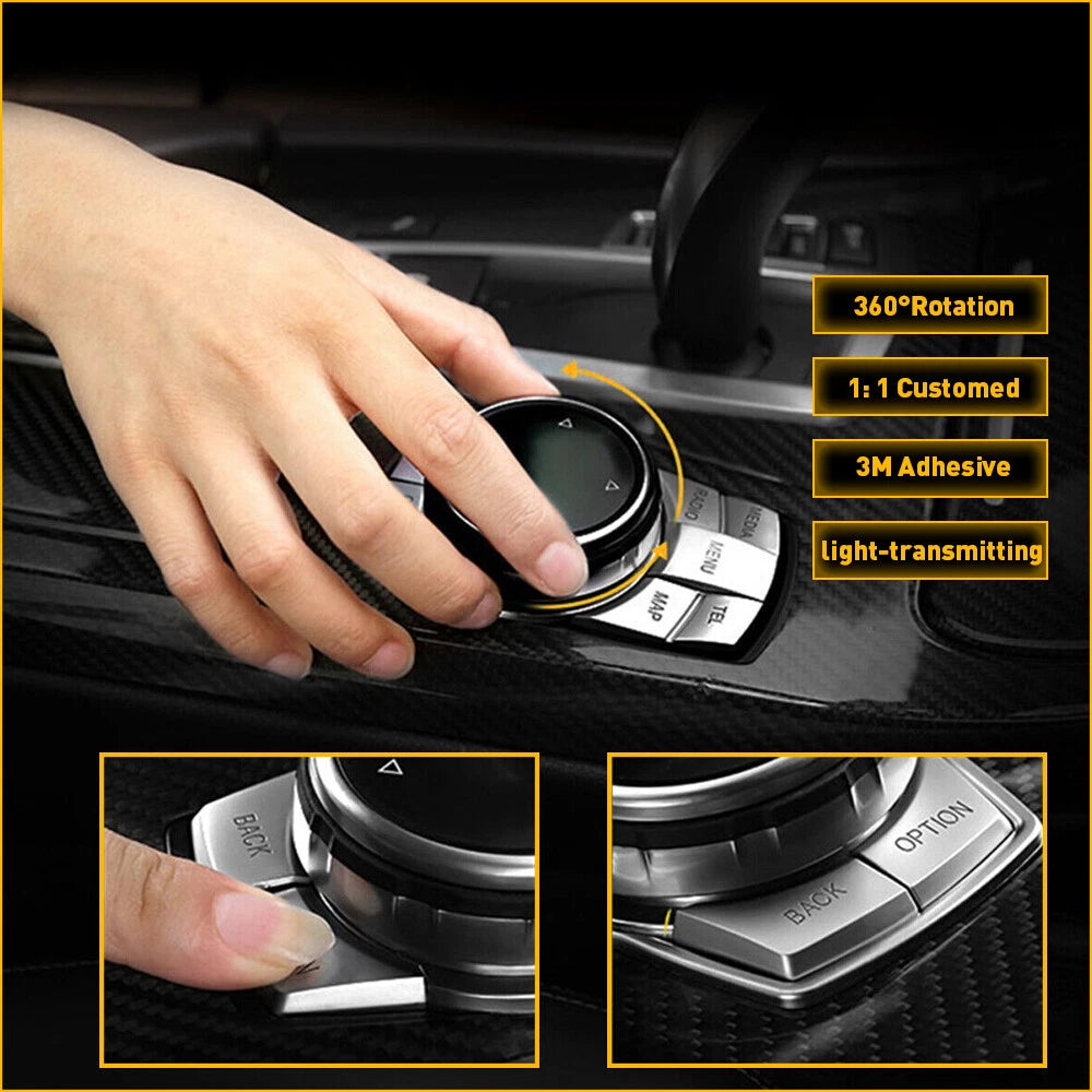 Chrome Multi-Media 7 Button Cover Decor For Trim BMW 3 4 5 6 X5 X6 Series 6B93BC-57