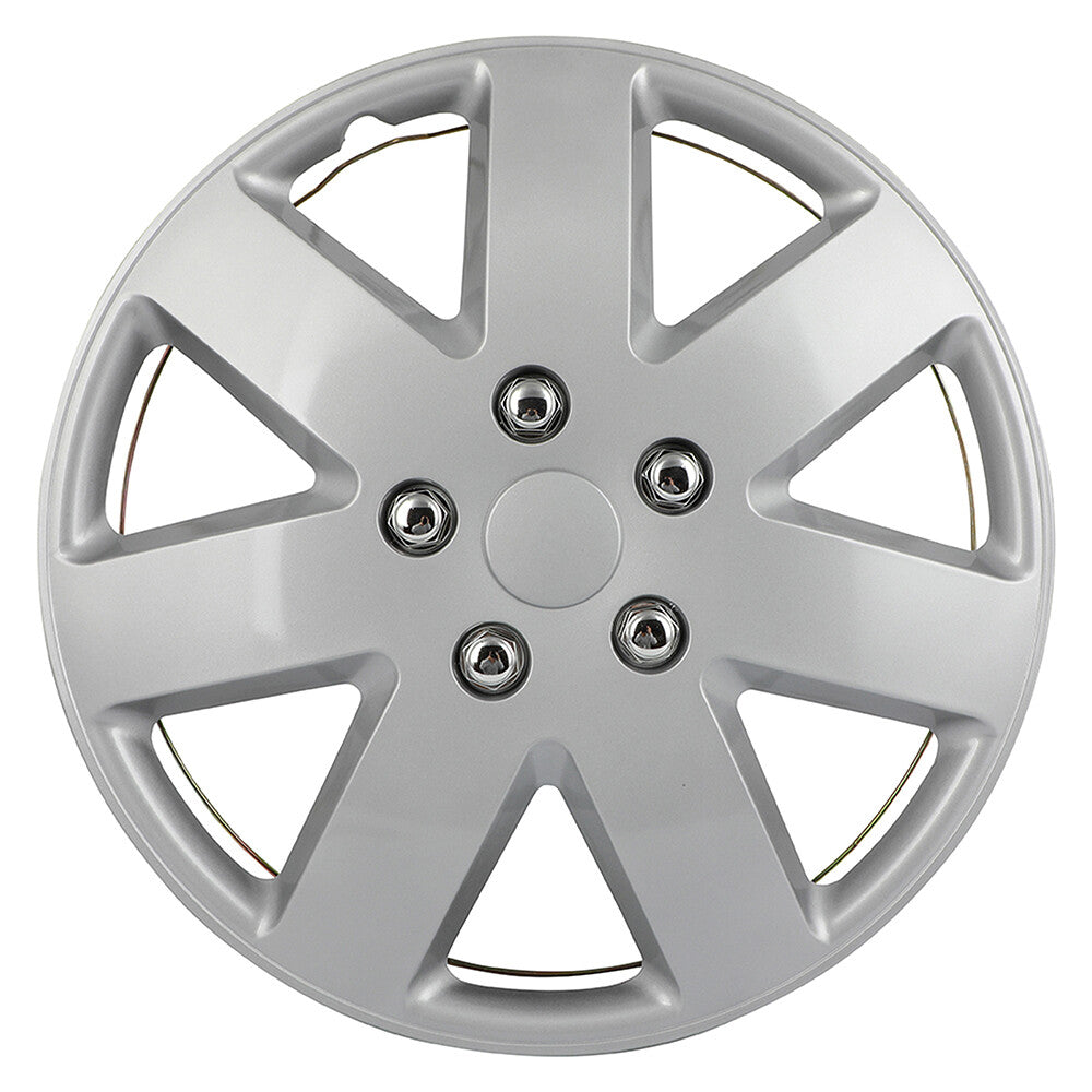 ECCPP 4Pcs Wheel Covers Fits 5 Lug R16 Tire Snap On 16" Wheel Hub Caps Silver ECCPP